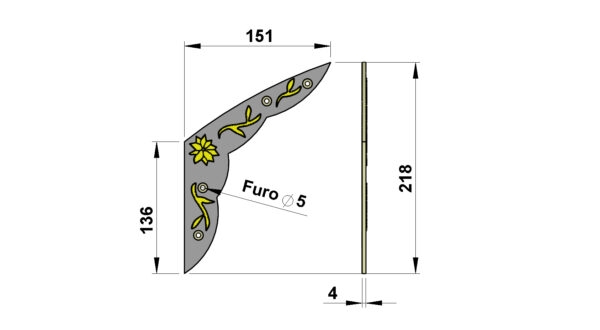 CANTONEIRA DECORADA CURVA GRANDE 13,6X15,1CM