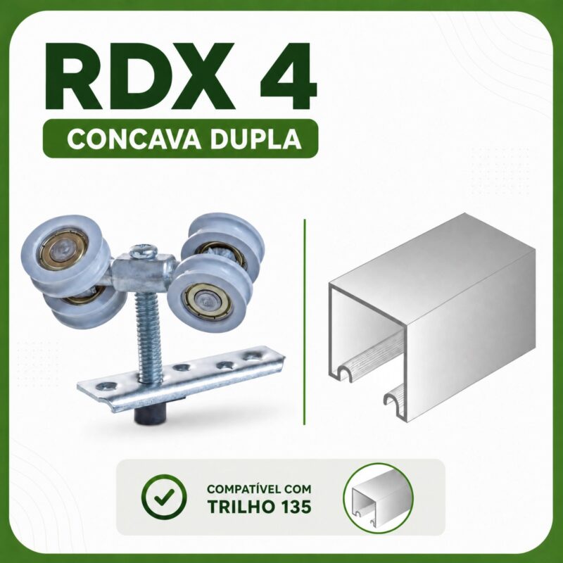 ROLDANA PARA TRILHO MOVELEIRO RDX 4 CÔNCAVA DUPLA 40kg Roldamax – PARA PORTAS DE CORRER - Imagem 2