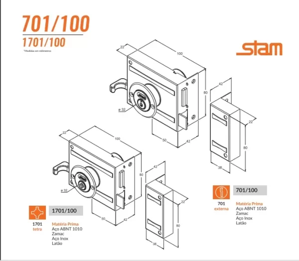 FECHADURA PORTAO 701 STAM