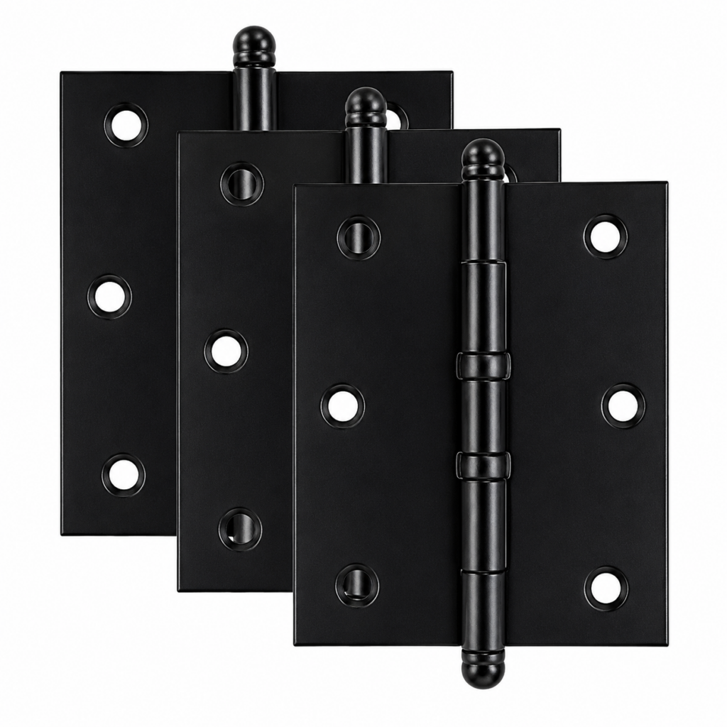 Dobradiça 3x3 pino bola com anel preta para porta kit com 3 unidades