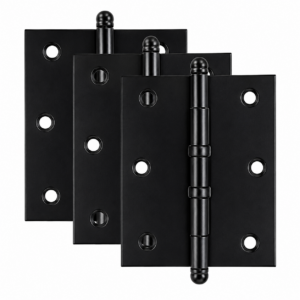 Dobradiça 3x3 pino bola com anel preta para porta kit com 3 unidades