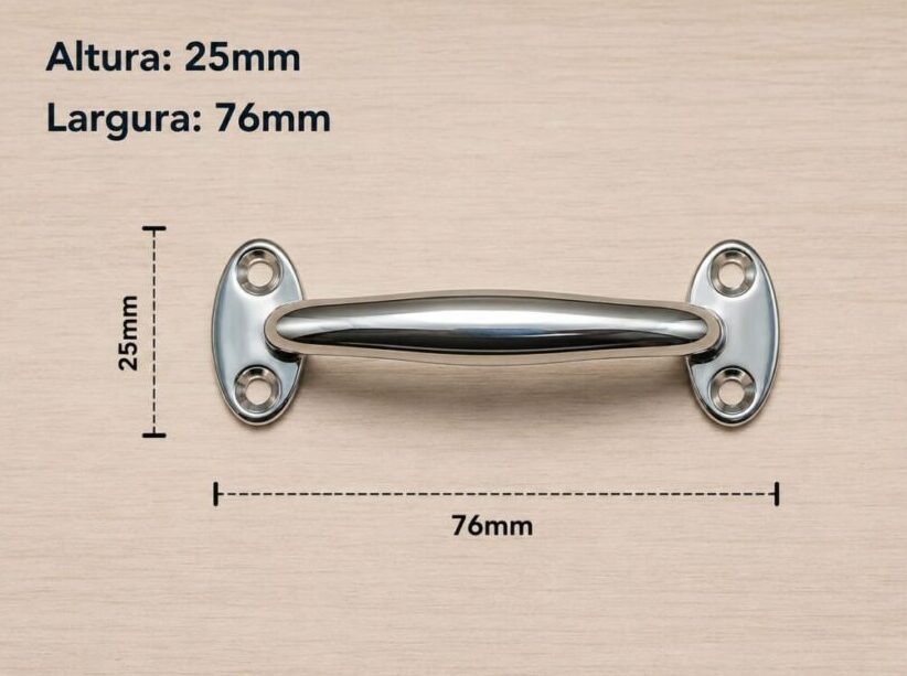 PUXADOR ALCA ZAMAC 64MM NIQUELADA PARA GAVETAS E ARMÁRIOS