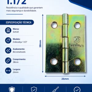 dobradiça 1.1/2 bicromatizada