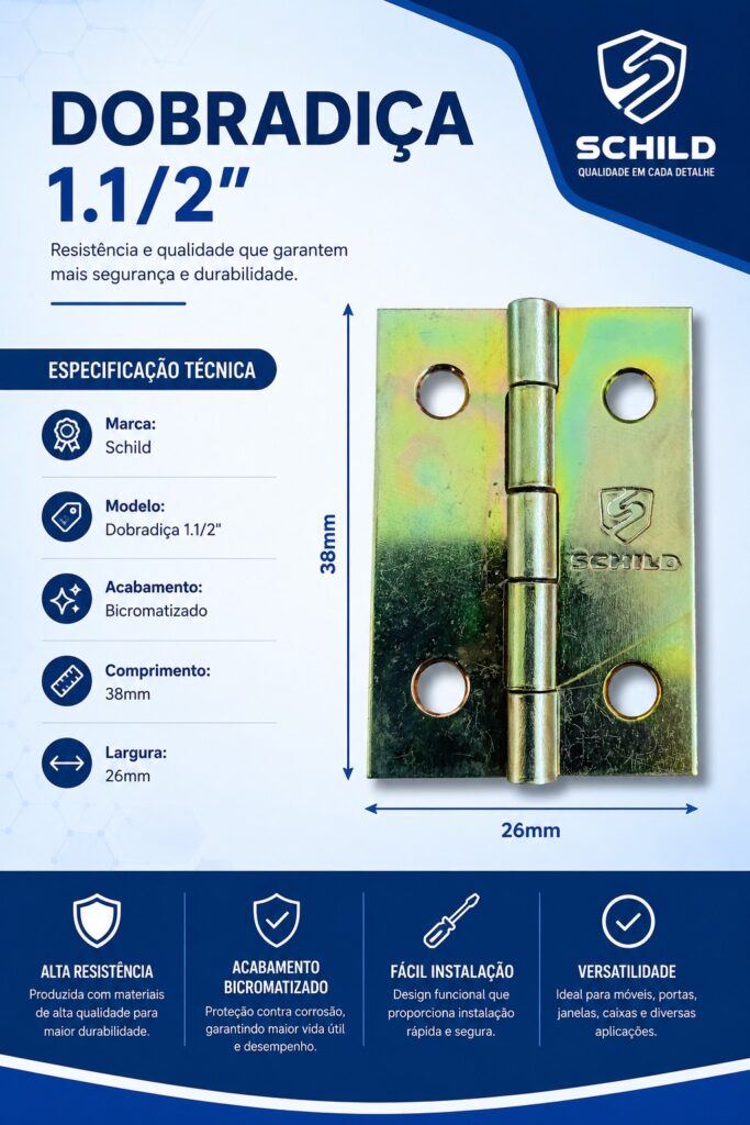 dobradiça 1.1/2 bicromatizada
