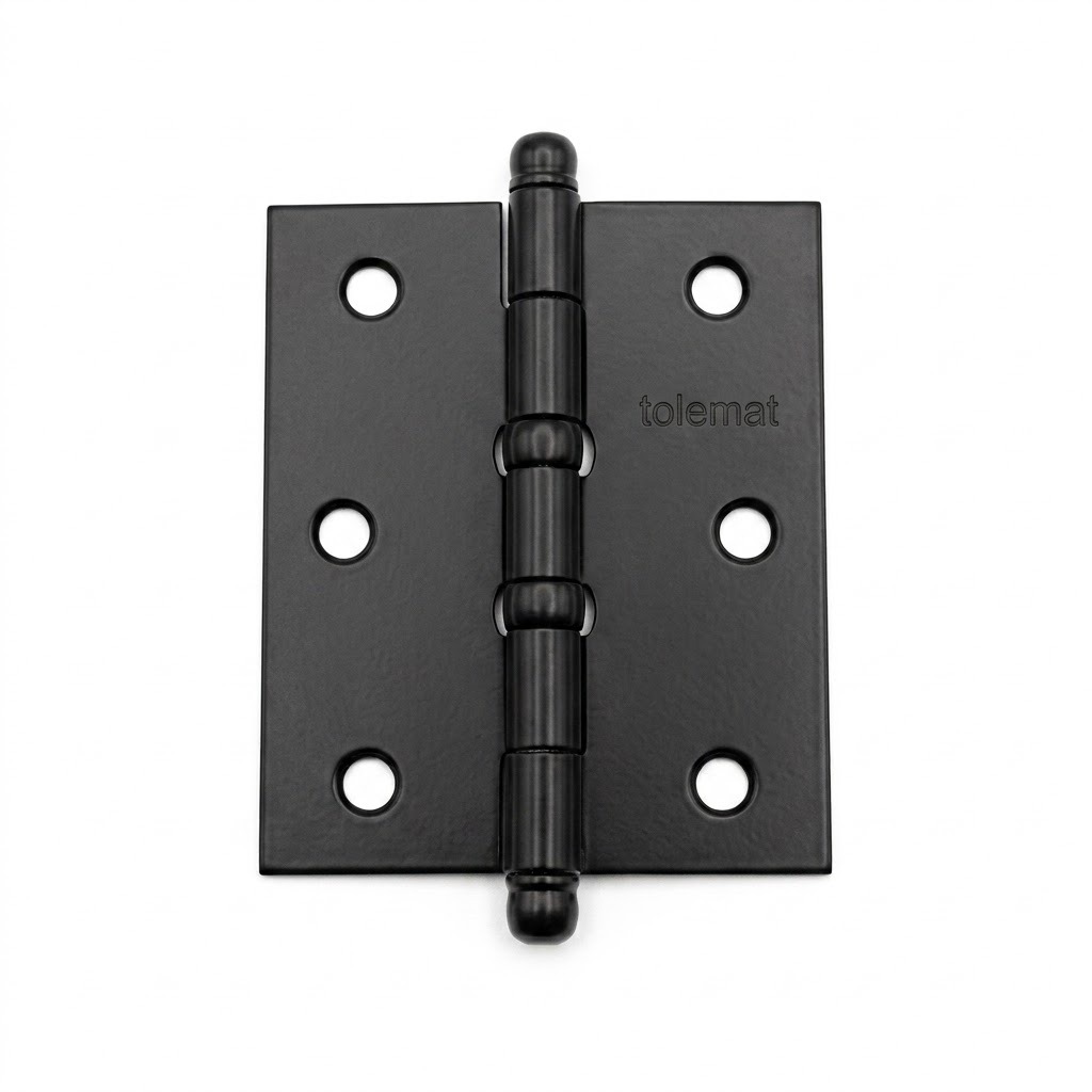 Dobradiça 3x2 1/2 Pino Bola Preta com Anel para Porta